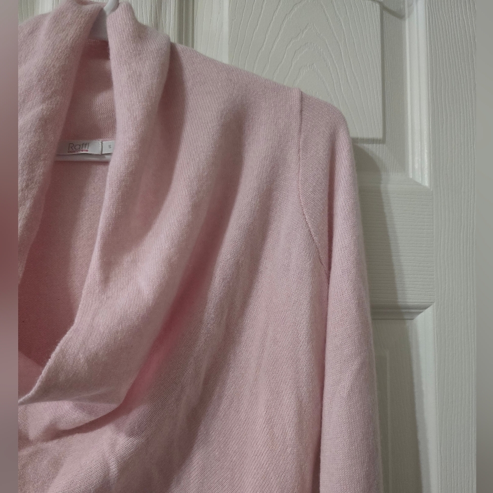 Raffi Cashmere Cowlneck Tunic Sweater in Light Pink, Lagenlook, Sz Small, EUC! - Picture 6 of 13